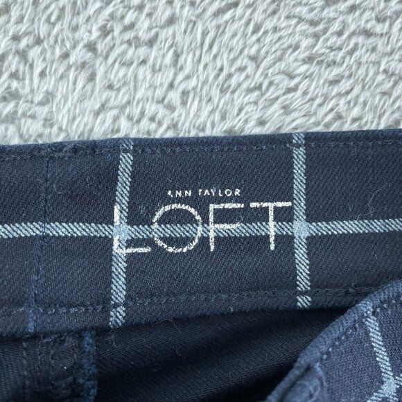 Ann Taylor Loft Modern Navy & White Plaid Cotton Pants Womens Size 27/4 - 1955 - Picture 3 of 11